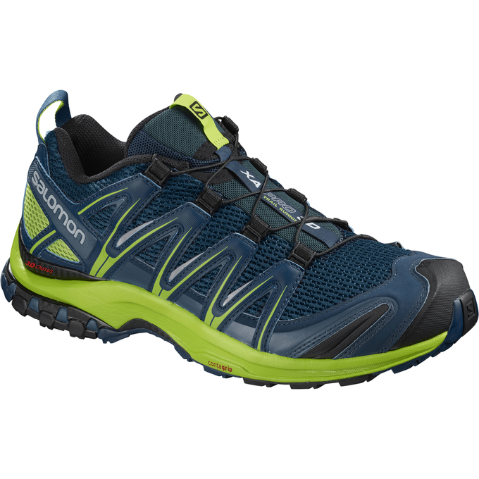 Salomon Singapore Mens Trail Running Shoes - XA PRO 3D Dark Blue/Green | 89724-DVTI